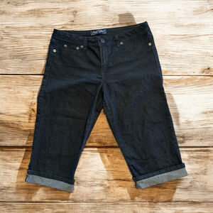 Fade to Blue Premium Cuffed Capri Denim Jeans Womens 14 Blue Zip Pockets